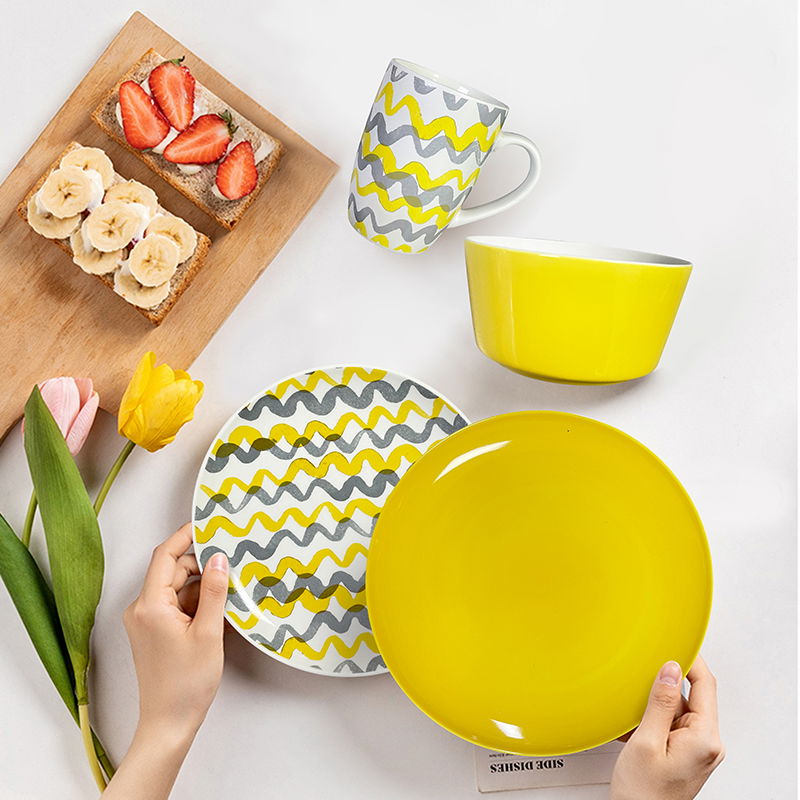 Melamine Dinner Set Yellow Dinnerware Sets JQY Porcelain Dinner