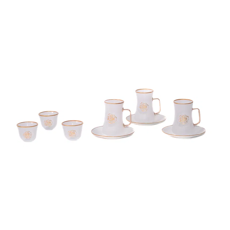 tea cups and Najjel 18 transparent white pieces