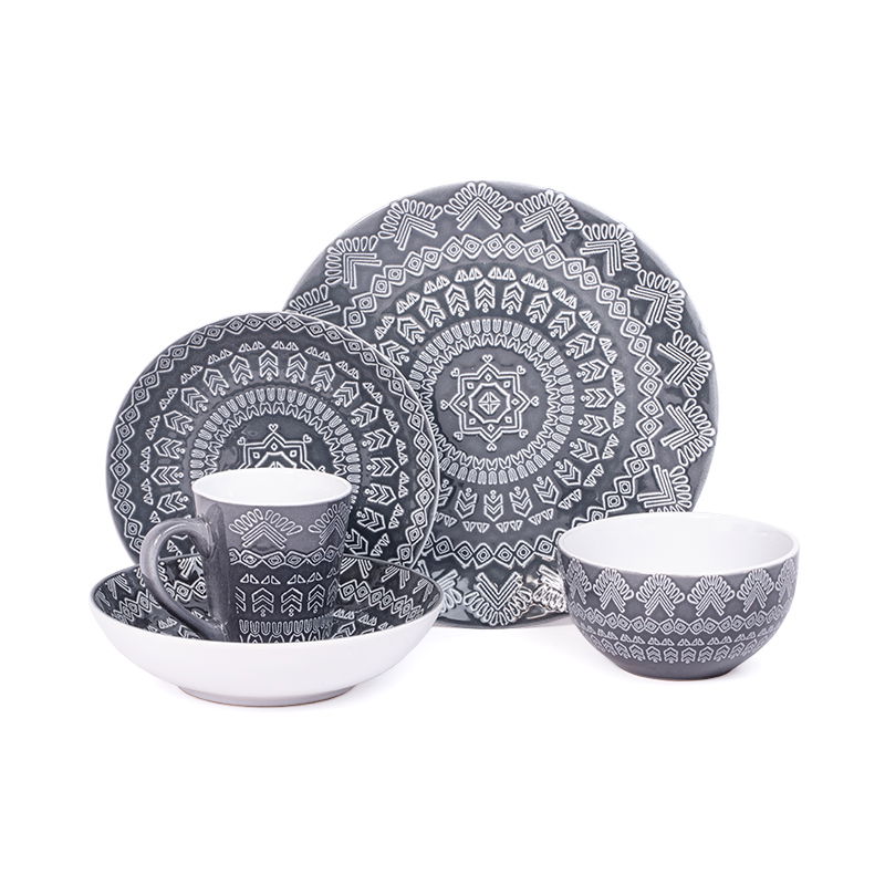 Gray stoneware dinner set of 20 pieces