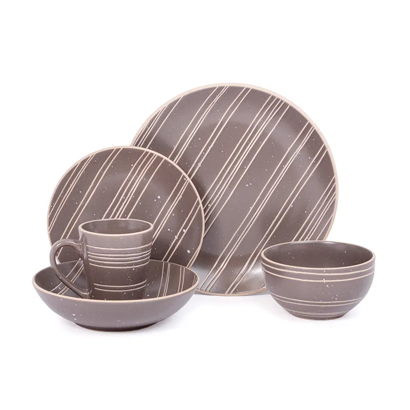 Dark brown stoneware dinner set of 20 pieces